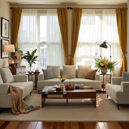 Canapé moderne à assise profonde avec coussins, pieds hauts, canapé de salon confortable, canapé d'appartement