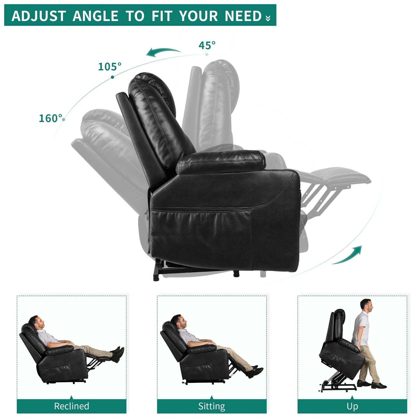 Fauteuil inclinable électrique moderne avec relevage et massage chauffant