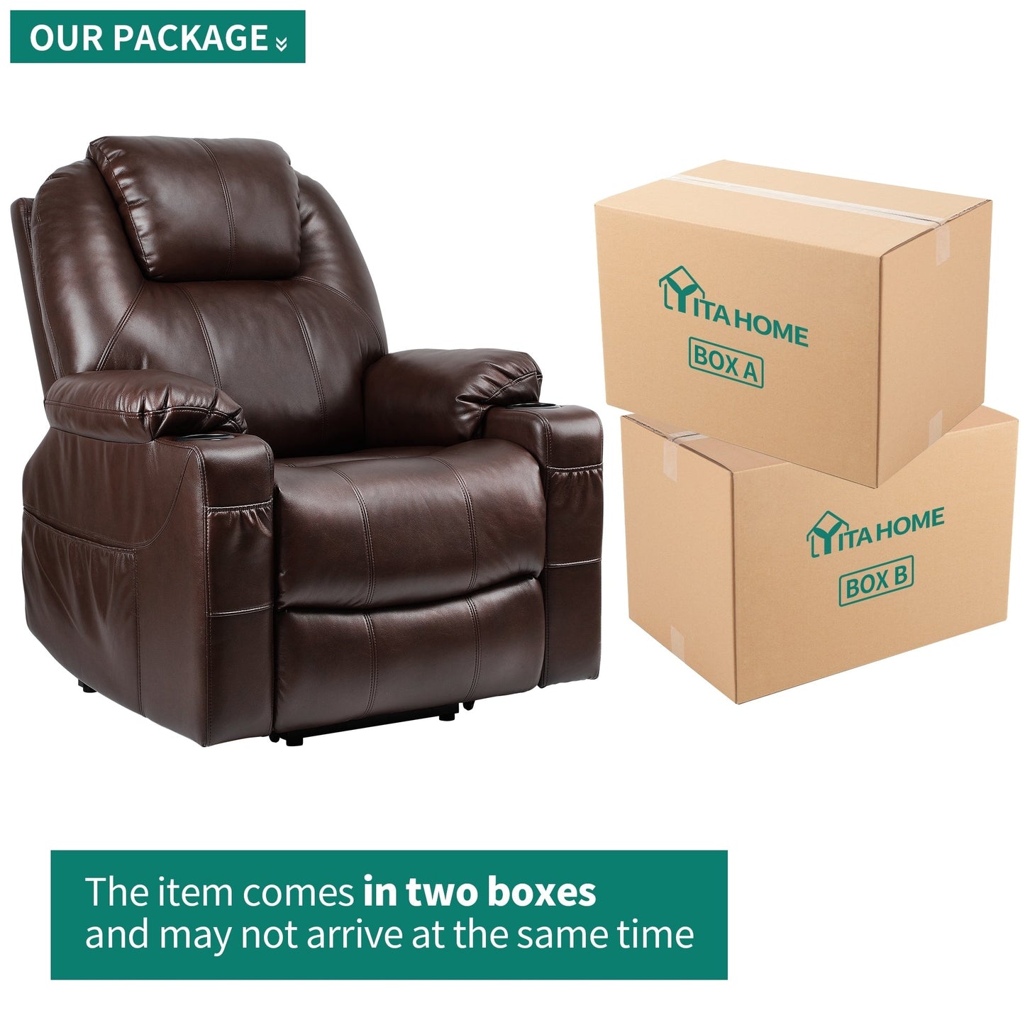 Fauteuil inclinable électrique moderne avec relevage et massage chauffant