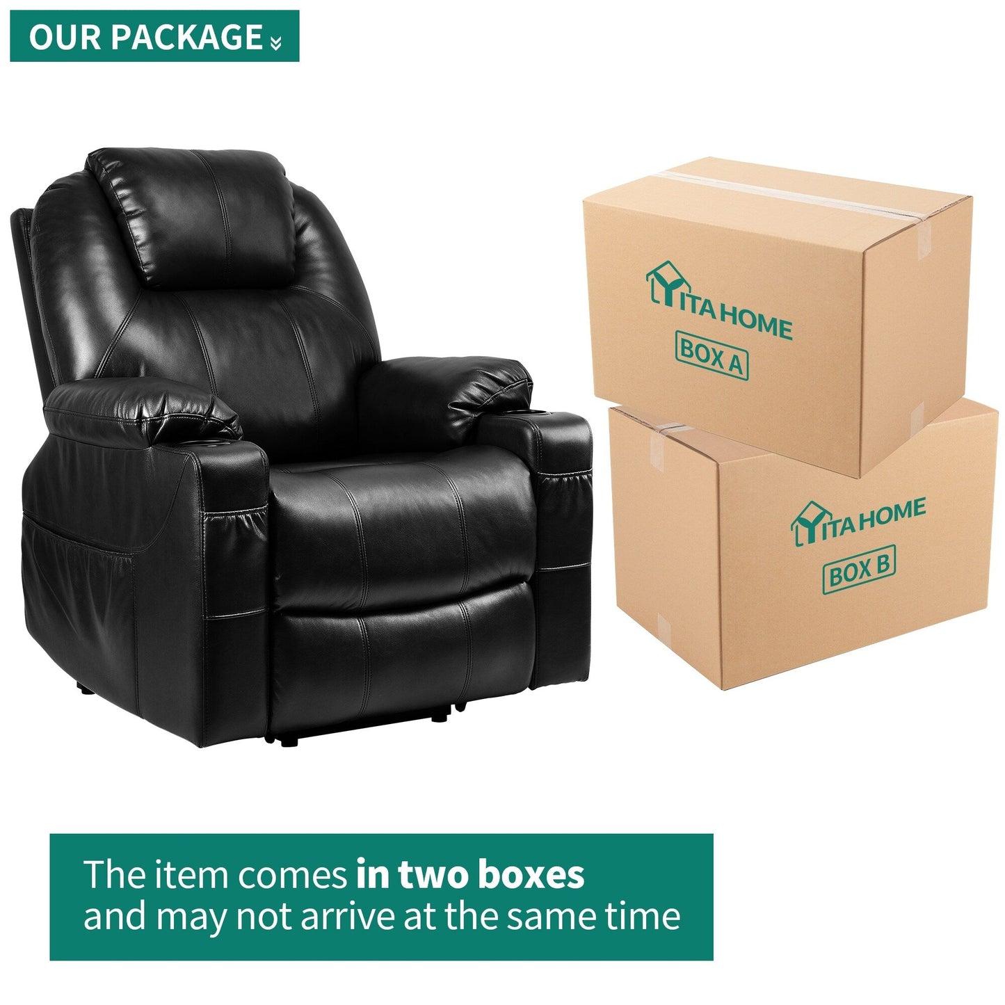 Fauteuil inclinable électrique moderne avec relevage et massage chauffant