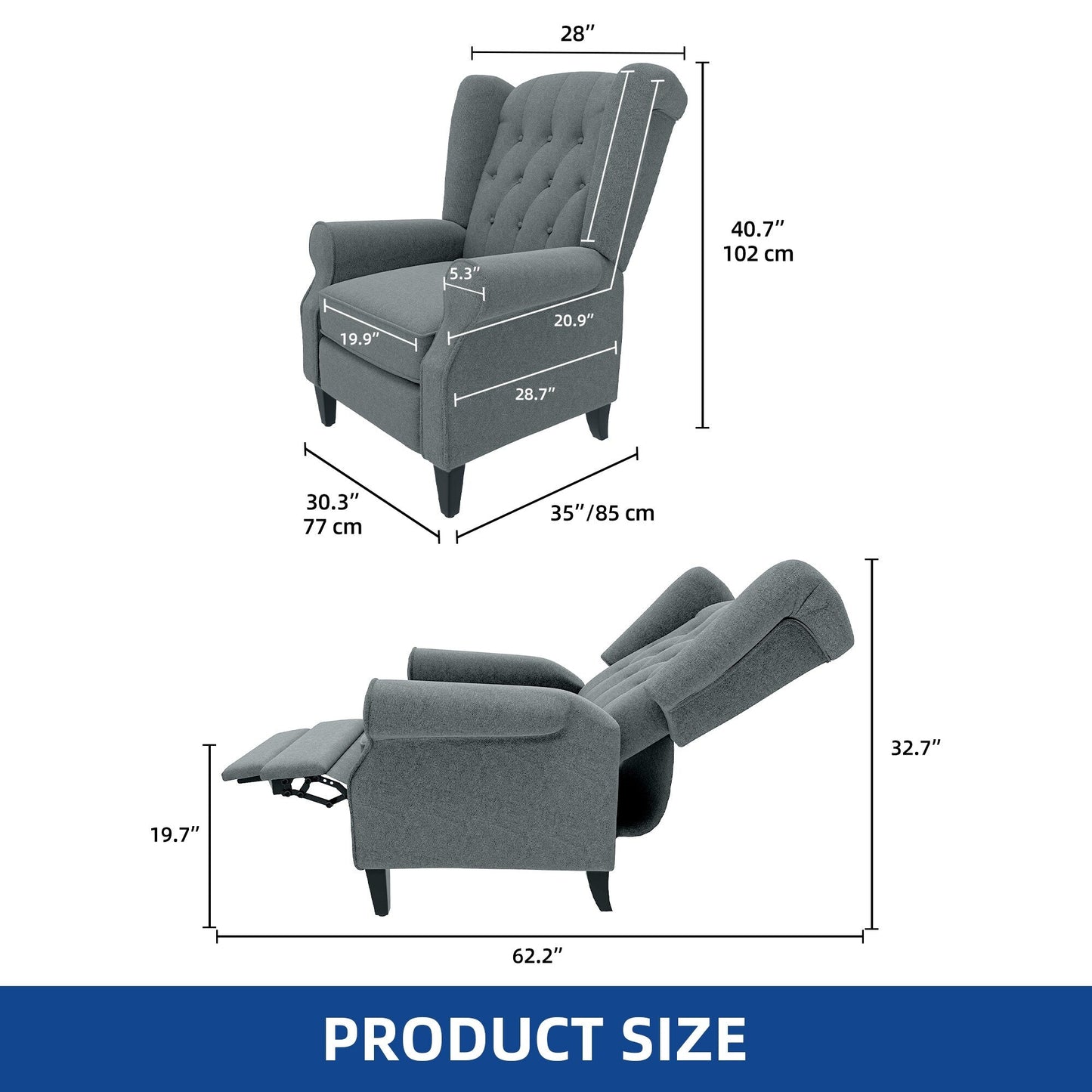 Fauteuil inclinable en tissu moderne avec dossier relevable