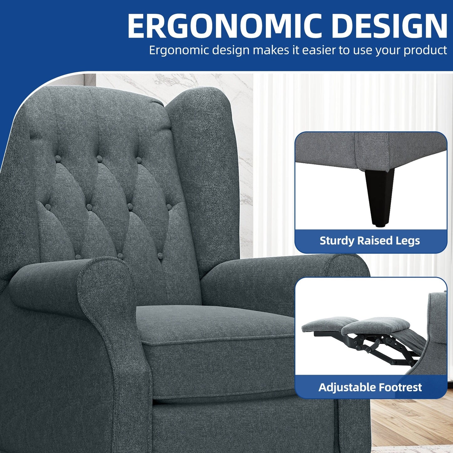 Fauteuil inclinable en tissu moderne avec dossier relevable