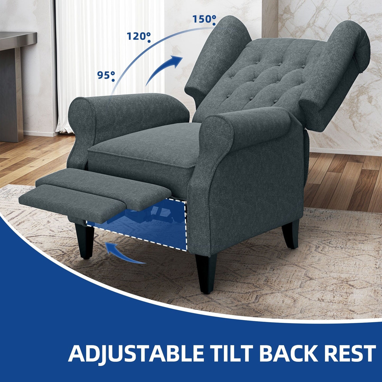 Fauteuil inclinable en tissu moderne avec dossier relevable