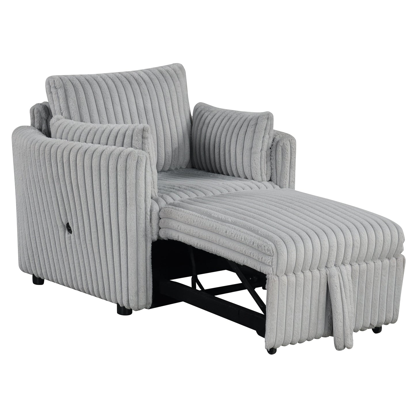 Canapé-lit simple moderne en tissu avec USB et 2 oreillers