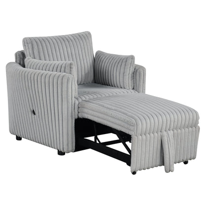 Canapé-lit simple moderne en tissu avec USB et 2 oreillers