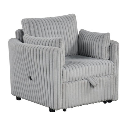 Canapé-lit simple moderne en tissu avec USB et 2 oreillers