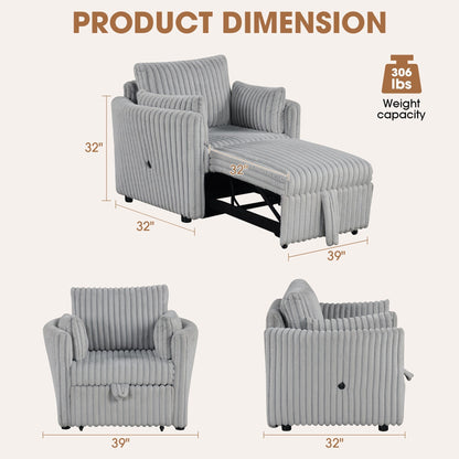 Canapé-lit simple moderne en tissu avec USB et 2 oreillers