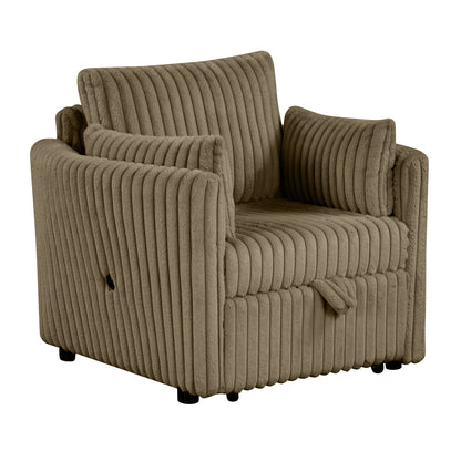 Canapé-lit simple moderne en tissu avec USB et 2 oreillers