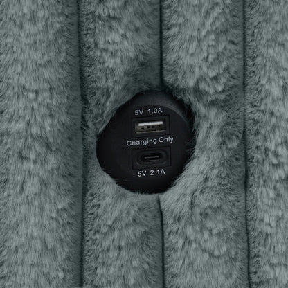 Canapé-lit simple moderne en tissu avec USB et 2 oreillers