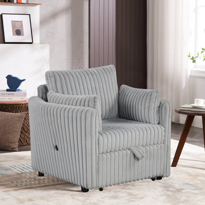 Canapé-lit simple moderne en tissu avec USB et 2 oreillers