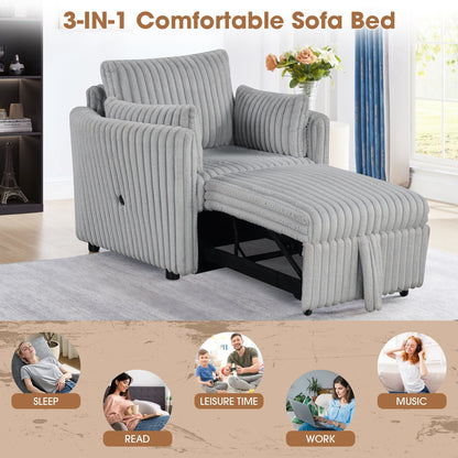 Canapé-lit simple moderne en tissu avec USB et 2 oreillers