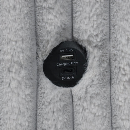 Canapé-lit simple moderne en tissu avec USB et 2 oreillers