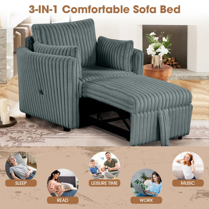 Canapé-lit simple moderne en tissu avec USB et 2 oreillers