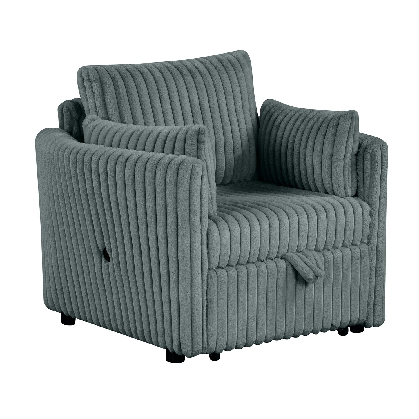 Canapé-lit simple moderne en tissu avec USB et 2 oreillers