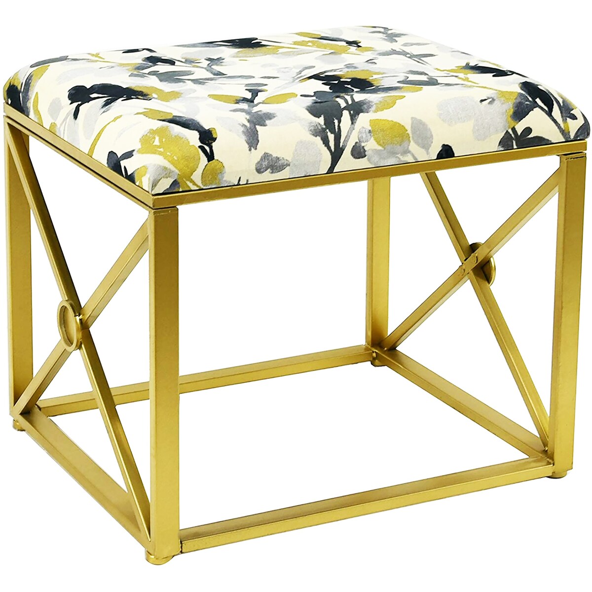 Pouf moderne rembourré en tissu avec rembourrage en mousse, 22 pouces de large