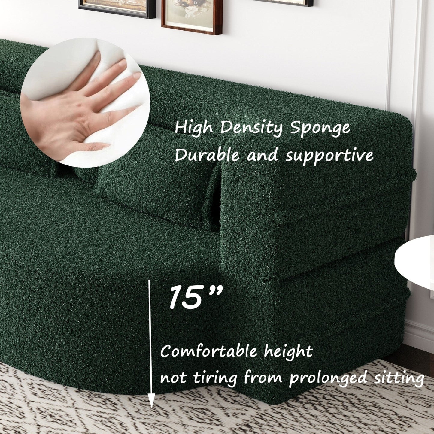 Canapé-lit moderne avec 2 oreillers et rembourrage en mousse