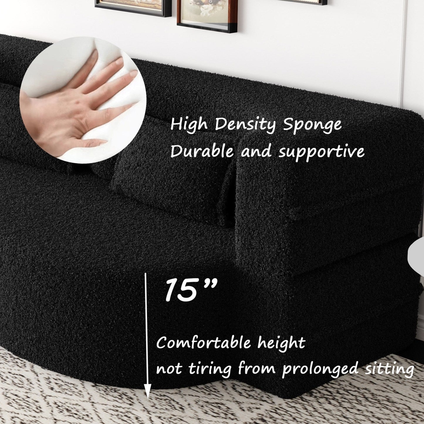 Canapé-lit moderne avec 2 oreillers et rembourrage en mousse