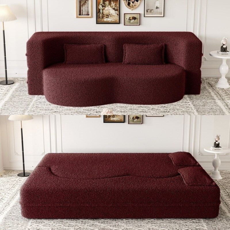 Canapé-lit moderne avec 2 oreillers et rembourrage en mousse