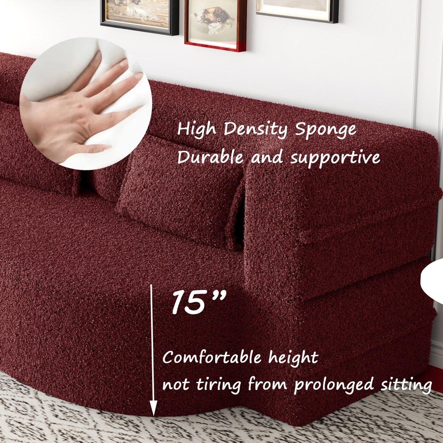 Canapé-lit moderne avec 2 oreillers et rembourrage en mousse