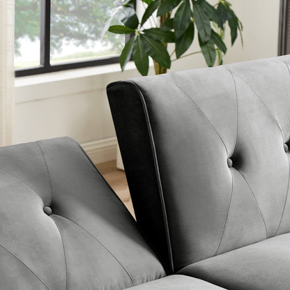 Canapé-lit futon moderne, canapé-lit convertible avec pieds fuselés en bois, 78,35 po, petit canapé à dossier divisé pour salon