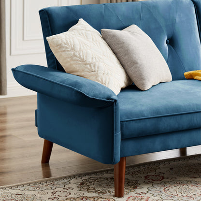 Canapé-lit futon moderne, canapé-lit convertible avec pieds fuselés en bois, 78,35 po, petit canapé à dossier divisé pour salon