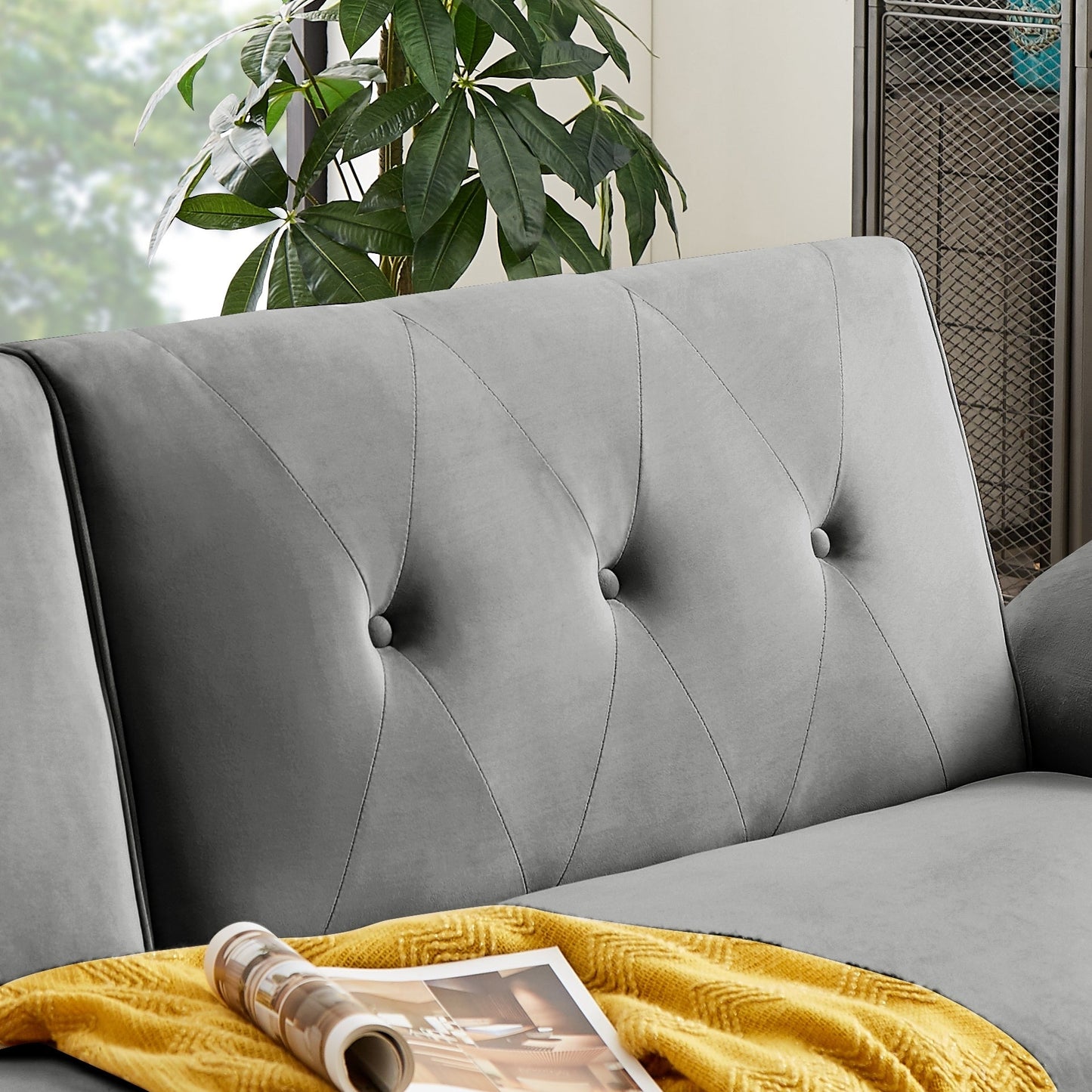 Canapé-lit futon moderne, canapé-lit convertible avec pieds fuselés en bois, 78,35 po, petit canapé à dossier divisé pour salon