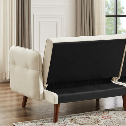Canapé-lit futon moderne, canapé-lit convertible avec pieds fuselés en bois, 78,35 po, petit canapé à dossier divisé pour salon