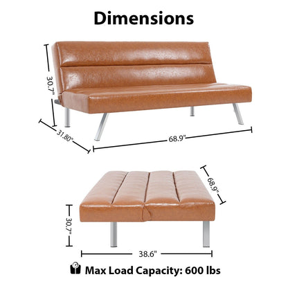 Canapé-lit futon moderne, canapé-lit futon convertible, canapé-lit en lin à dossier divisé pour salon