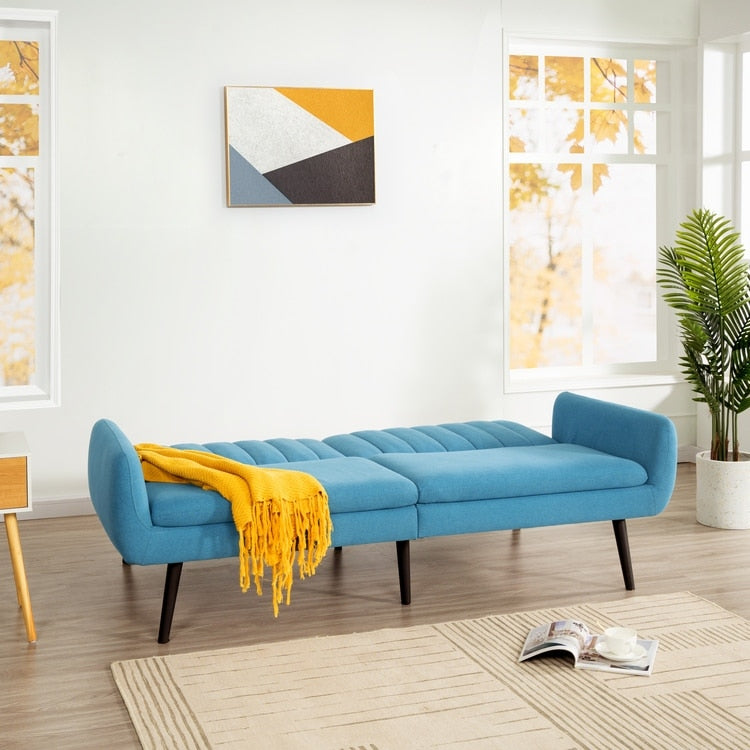 Canapé-lit futon moderne, canapé-lit futon convertible, canapé-lit en lin à dossier divisé pour salon