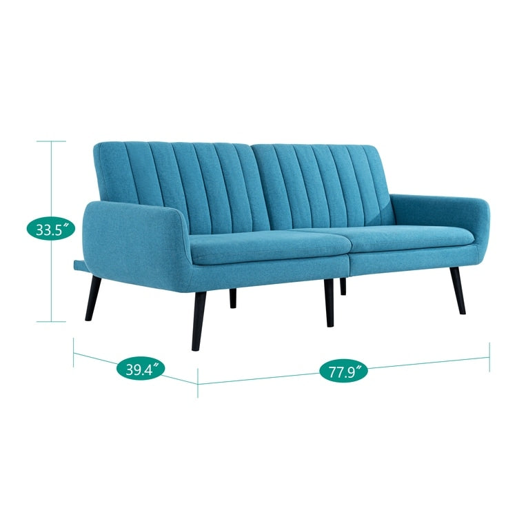 Canapé-lit futon moderne, canapé-lit futon convertible, canapé-lit en lin à dossier divisé pour salon