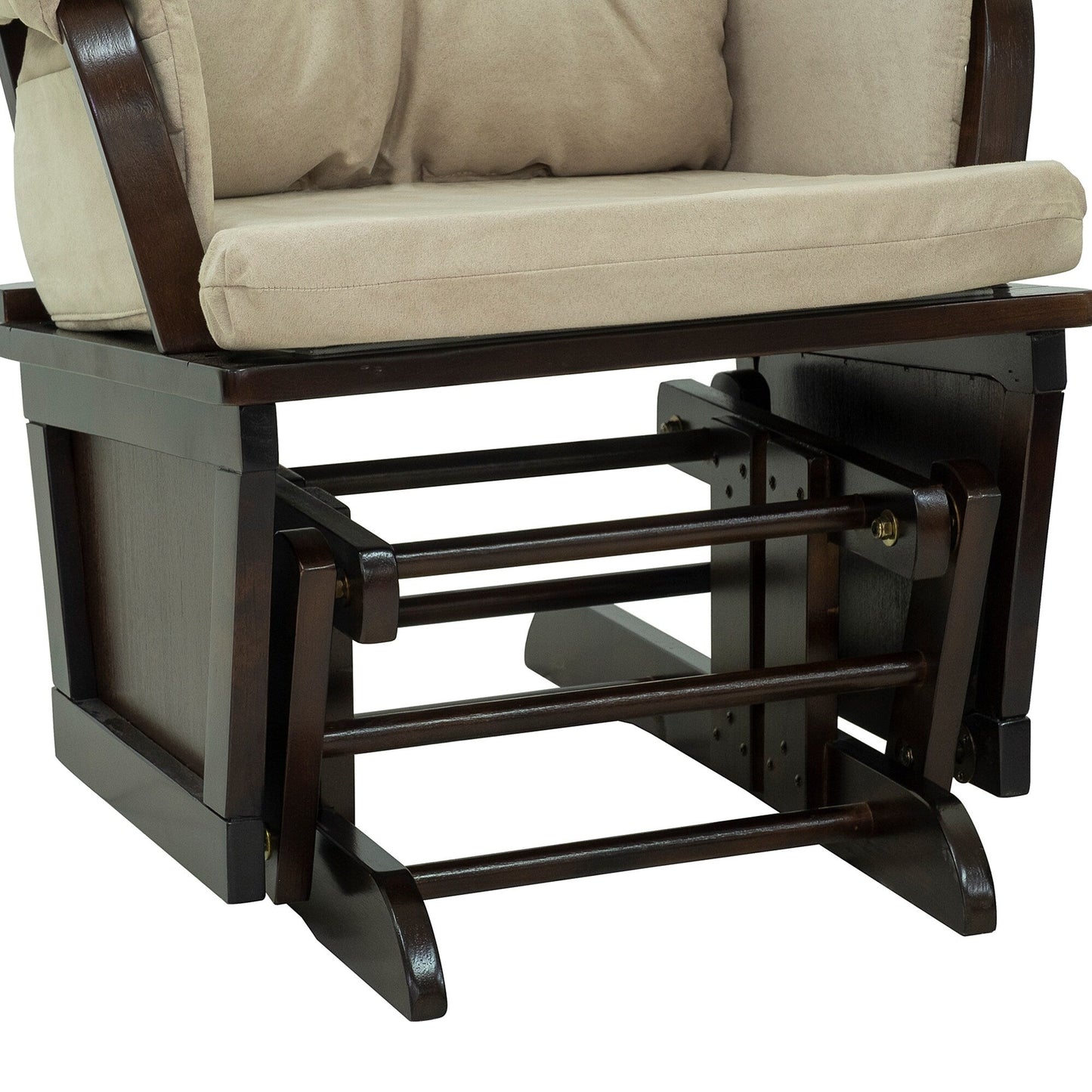 Fauteuil à bascule moderne en lin avec repose-pieds assorti, coussin rembourré et base en bois