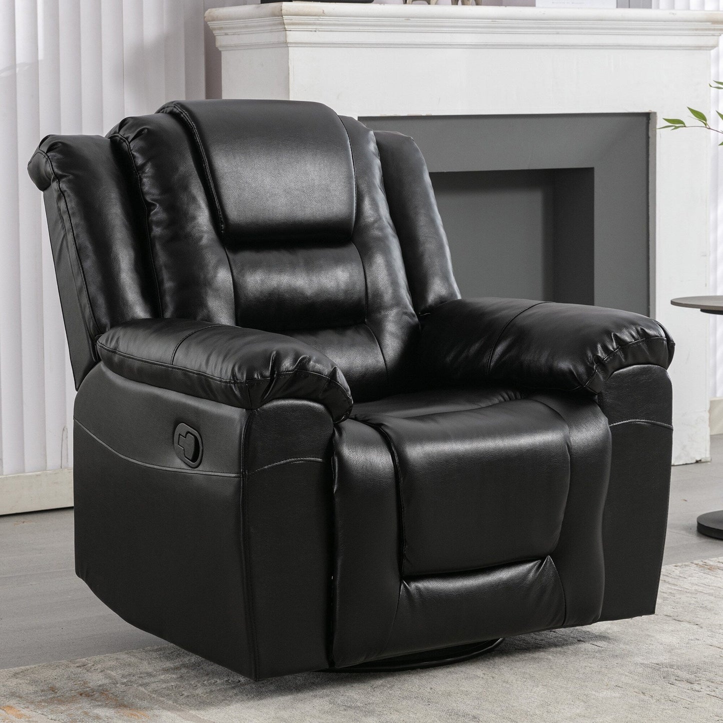 Fauteuil inclinable pivotant manuel pour home cinéma moderne, fauteuil à bascule simple avec accoudoirs larges et coussins imperméables