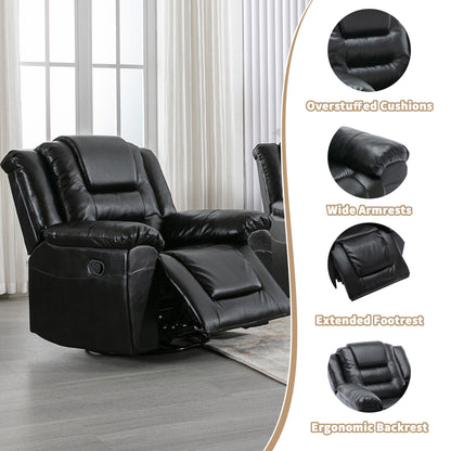 Fauteuil inclinable pivotant manuel pour home cinéma moderne, fauteuil à bascule simple avec accoudoirs larges et coussins imperméables