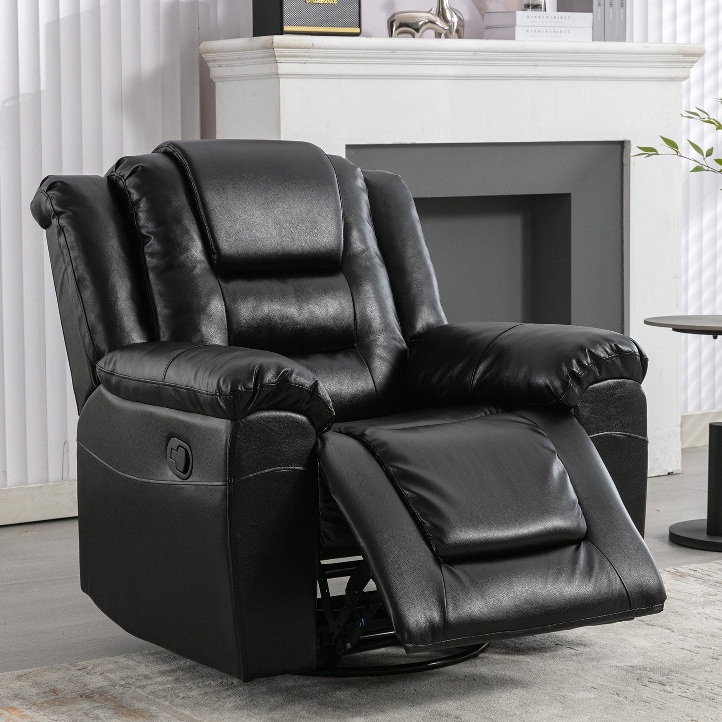 Fauteuil inclinable pivotant manuel pour home cinéma moderne, fauteuil à bascule simple avec accoudoirs larges et coussins imperméables