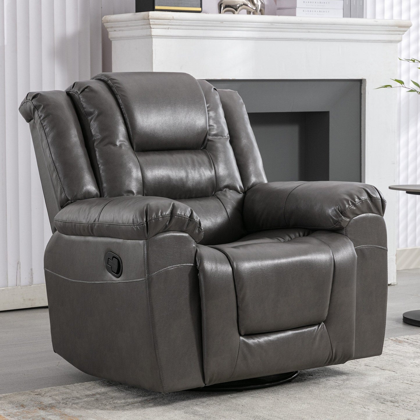 Fauteuil inclinable pivotant manuel pour home cinéma moderne, fauteuil à bascule simple avec accoudoirs larges et coussins imperméables