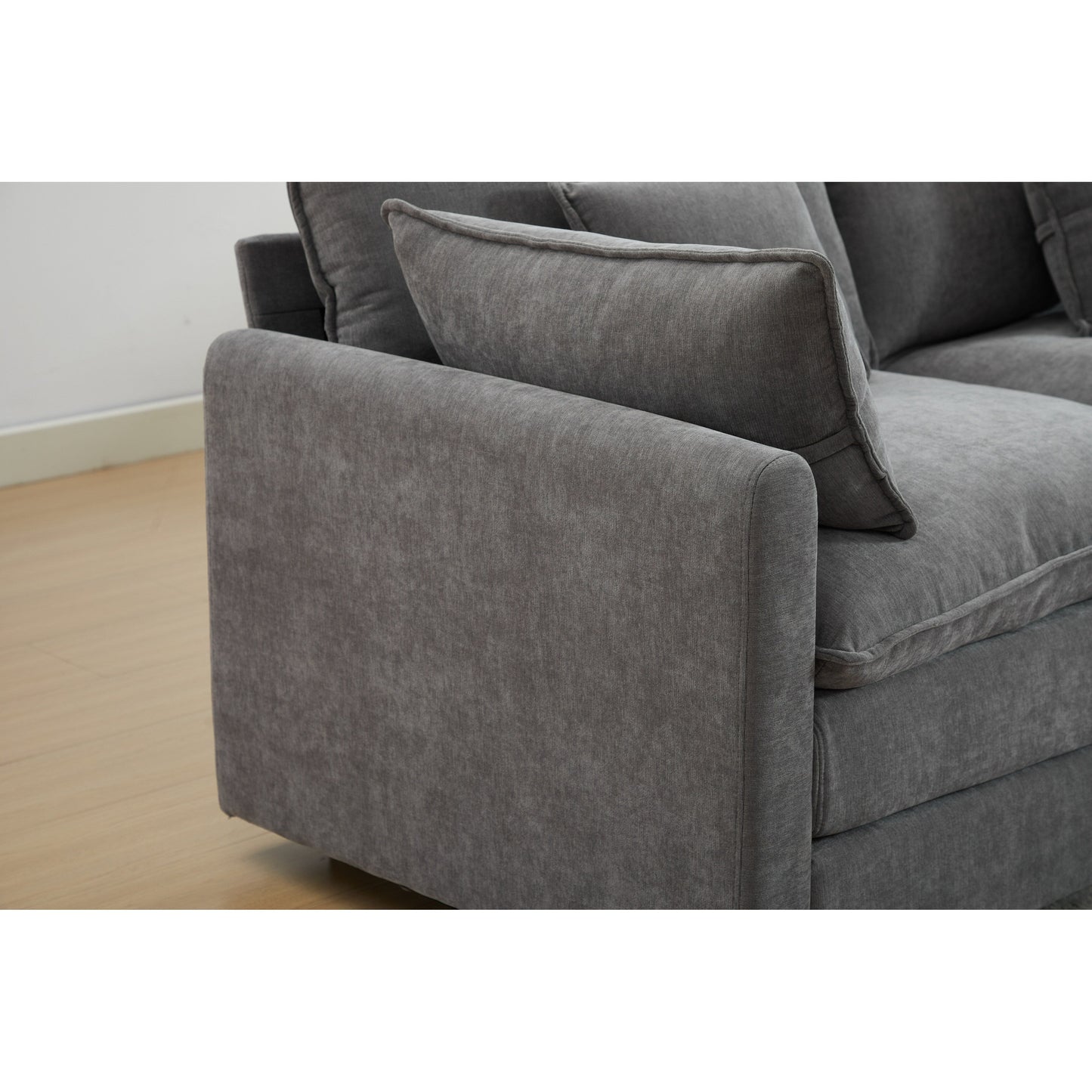 Canapé modulable 3 places en L moderne avec pouf amovible pour salon et appartement