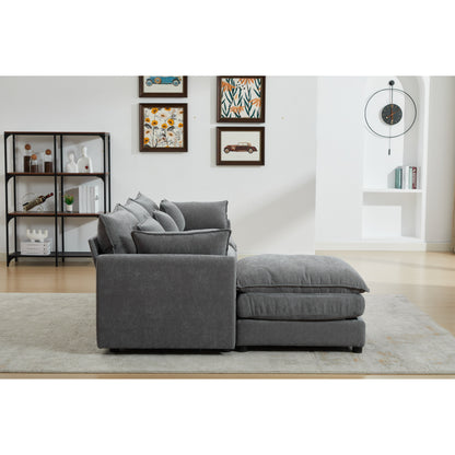 Canapé modulable 3 places en L moderne avec pouf amovible pour salon et appartement