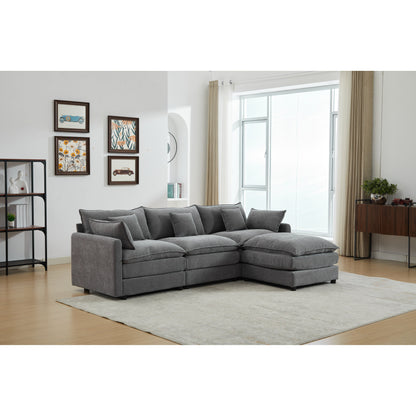 Canapé modulable 3 places en L moderne avec pouf amovible pour salon et appartement