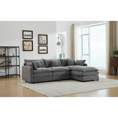 Canapé modulable 3 places en L moderne avec pouf amovible pour salon et appartement