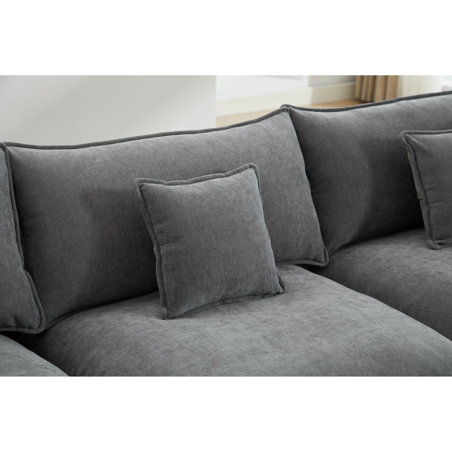 Canapé modulable 3 places en L moderne avec pouf amovible pour salon et appartement