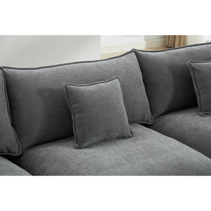 Canapé modulable 3 places en L moderne avec pouf amovible pour salon et appartement