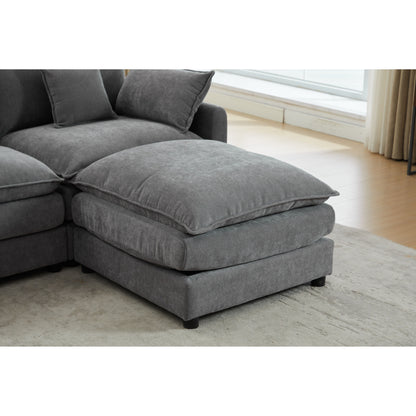 Canapé modulable 3 places en L moderne avec pouf amovible pour salon et appartement