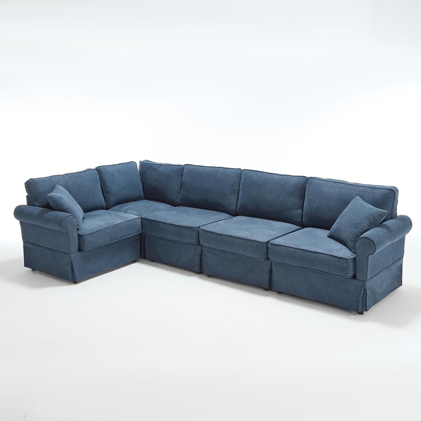 Canapé d'angle sectionnel réversible 5 places en forme de L moderne avec accoudoirs roulés pour salon appartement