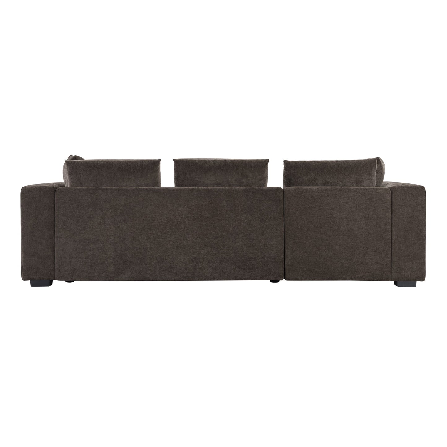 Canapé sectionnel moderne en chenille en forme de L avec compartiment de rangement en bois et coussins assortis pour le salon
