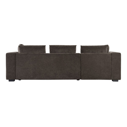 Canapé sectionnel moderne en chenille en forme de L avec compartiment de rangement en bois et coussins assortis pour le salon