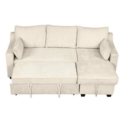 Canapé-lit convertible moderne en L avec méridienne de rangement, ports USB et étagères de rangement pour le salon