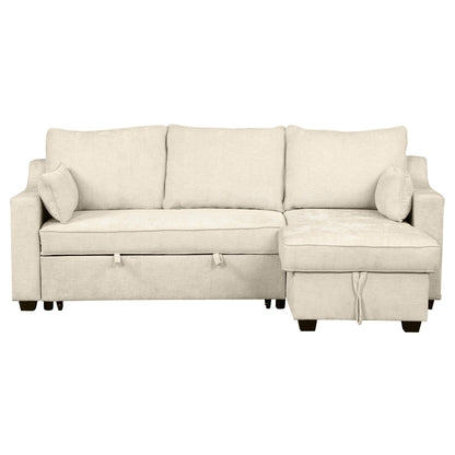 Canapé-lit convertible moderne en L avec méridienne de rangement, ports USB et étagères de rangement pour le salon