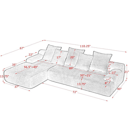 Canapé sectionnel 4 places moderne en forme de L, rembourré et modulaire, pour salon ou appartement