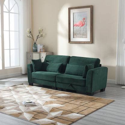 Canapé moderne rembourré en forme de L, canapé modulaire en velours 86,61 pouces, 2 places, avec rangements, pour salon et appartement