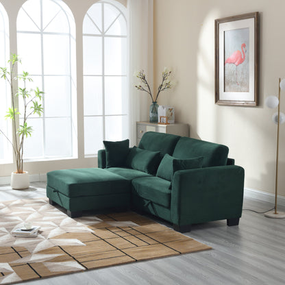 Canapé moderne rembourré en forme de L, canapé modulaire en velours 86,61 pouces, 2 places, avec rangements, pour salon et appartement